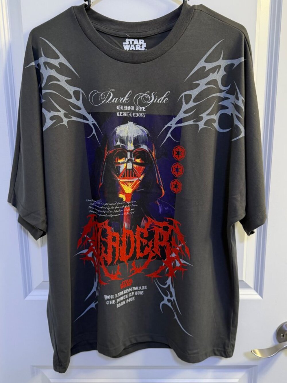 Star Wars Darth Vader Dark Side Graphic T-Shirt Charcoal Grey Large NWT